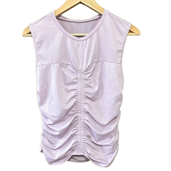 Lilac Ruched Stretchy Sleeveless Top Blouse - Picture 1 of 5